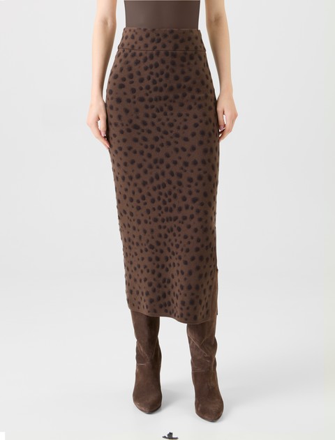 Merino Wolle Schlauchjupe im Leopard Jacquard