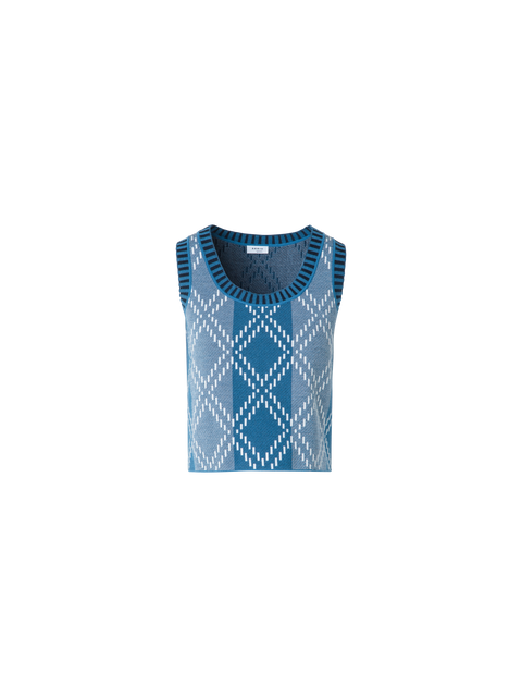 Kurze Merino-Stricktop mit Diamant-Jacquard