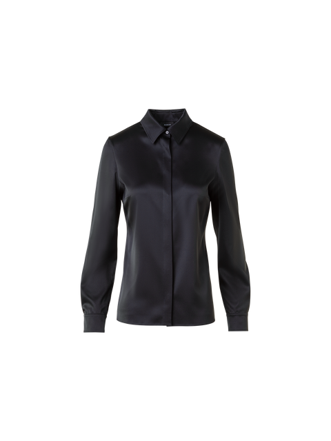 Stretch-Seidensatin Hemdbluse