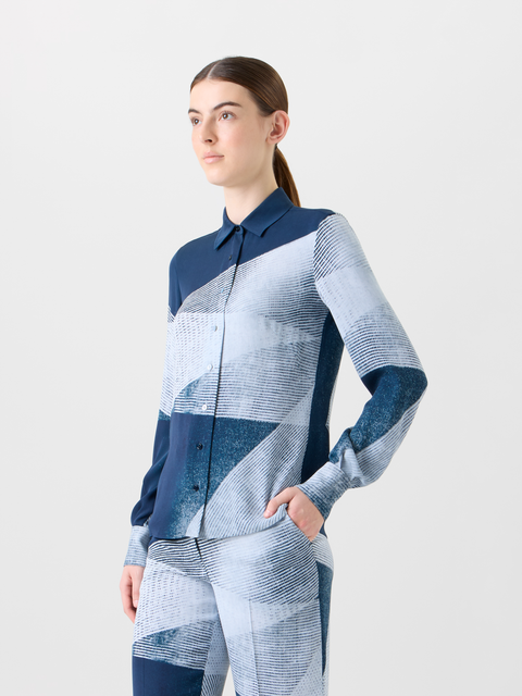 Seiden-Crêpe-Hemdbluse im Zigzag Print