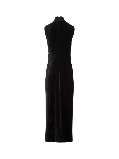 Langes Samt Sehkragen Kleid mit Schlitz