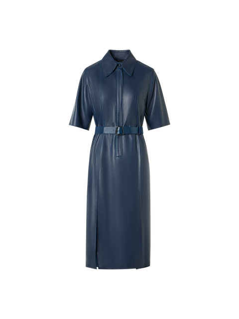 Kurzarm-Hemdkleid aus Leder