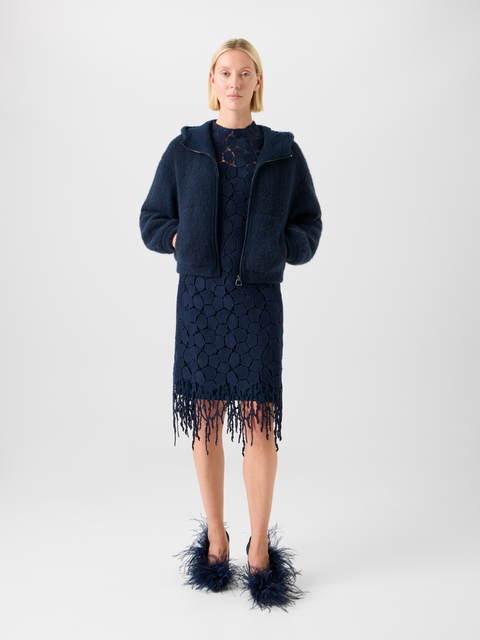 Flauschiger Kaschmir Kapuzen Cardigan