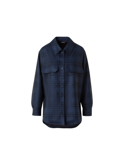 Oversized Wollflanell-Karo-Hemdjacke