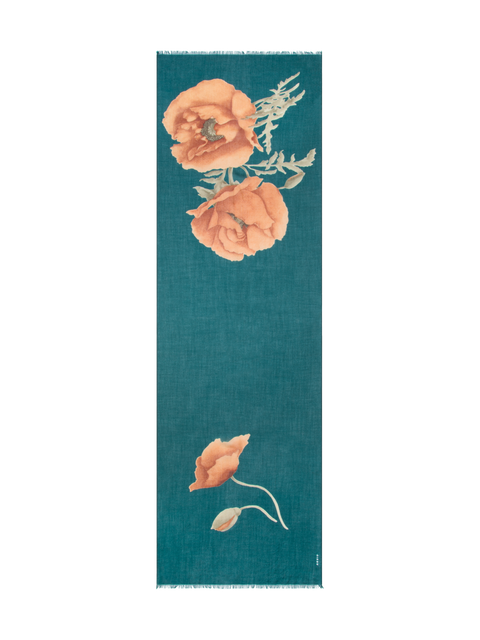 Kaschmir-Seidenschal mit Anemone Druck