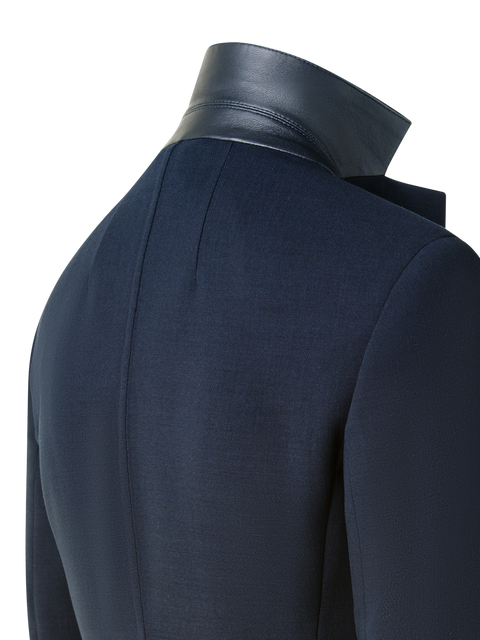 Blazer aus Woll-Doubleface mit Leder-Kragen
