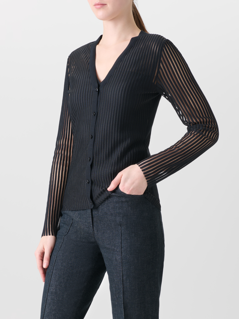 Halbtransparenter Cardigan aus Seiden-Baumwolle