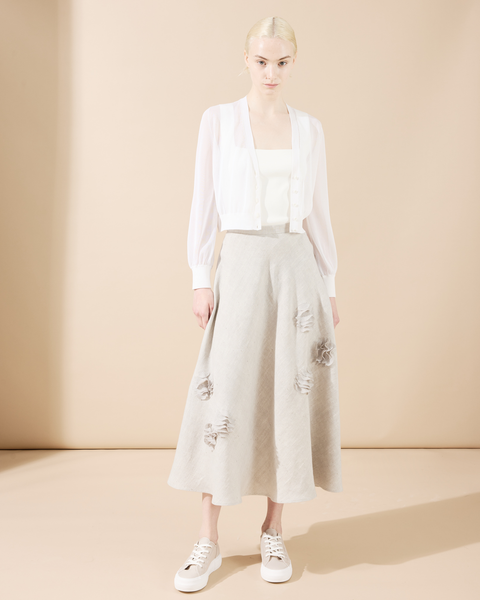 Transparenter Cardigan mit Volumenärmeln