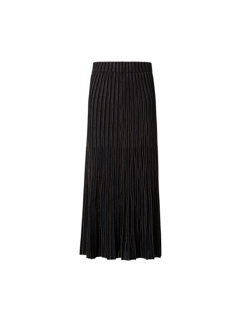 Midi-Strickrock mit goldenen Lurex-Streifen