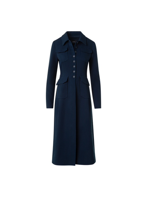 Tailliertes Woll Doubleface Midi Mantel-Kleid