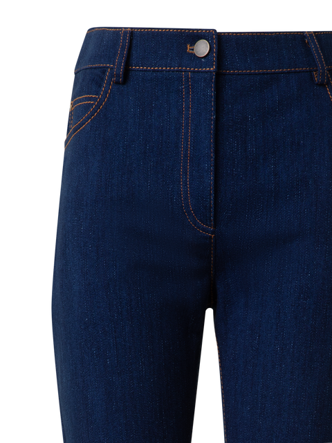 Cropped Gerade Hose aus Stretch Baumwoll-Denim