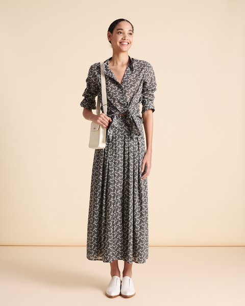 Baumwoll-Tunika-Bluse mit Mini Anemone Druck