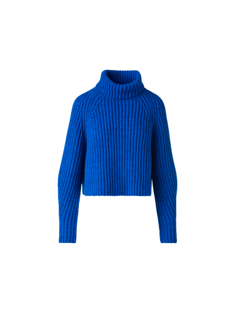 Kurzer Kaschmir Rippen Rollkragen Pullover