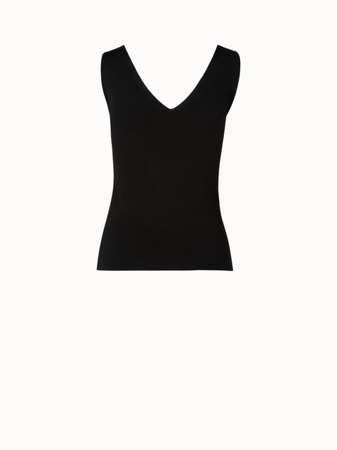 Seiden Stretch Tank Top mit V-Ausschnitt