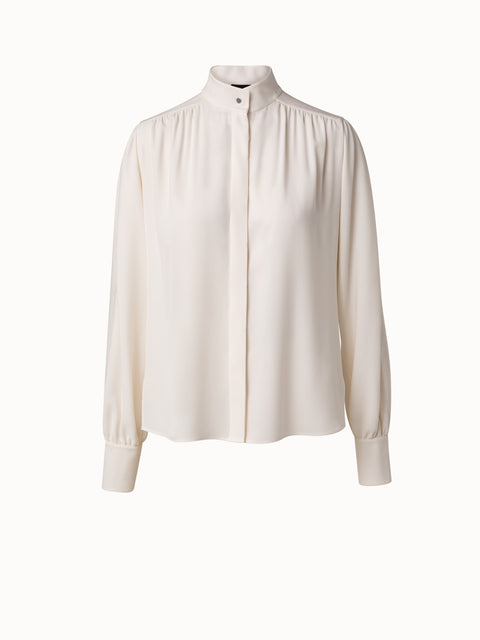 Seiden Crêpe Bluse mit Mock Neck