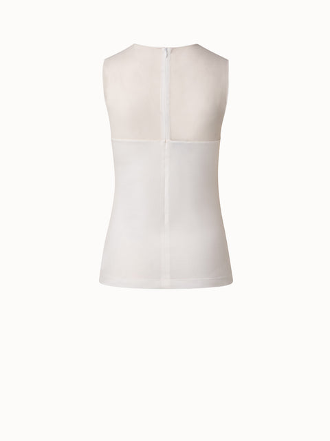 Top aus Baumwolle Jersey mit Tüll-Schulter