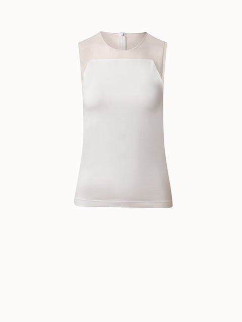 Top aus Baumwolle Jersey mit Tüll-Schulter