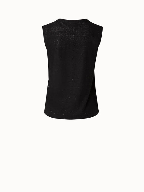 Leinen-Baumwolle-Tank-Top mit feinen Pailetten