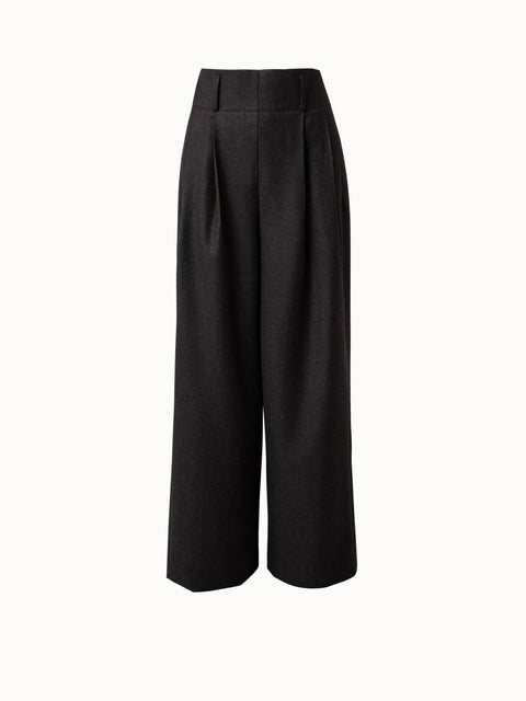 Extra Weite Plissierte Hose aus Wollflanel