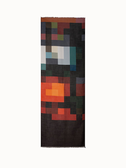 Kaschmir Seiden Schal mit Interior Abstract Druck