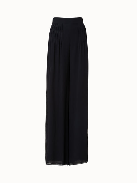 Weite plissierte Hose aus Seide