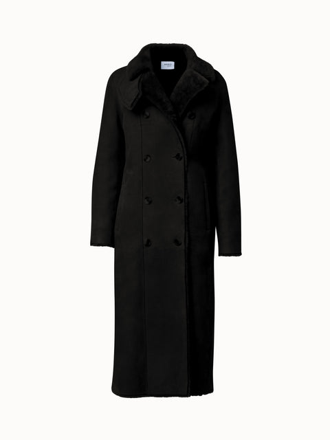 Langer Shearling Ledermantel
